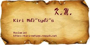 Kiri Mátyás névjegykártya